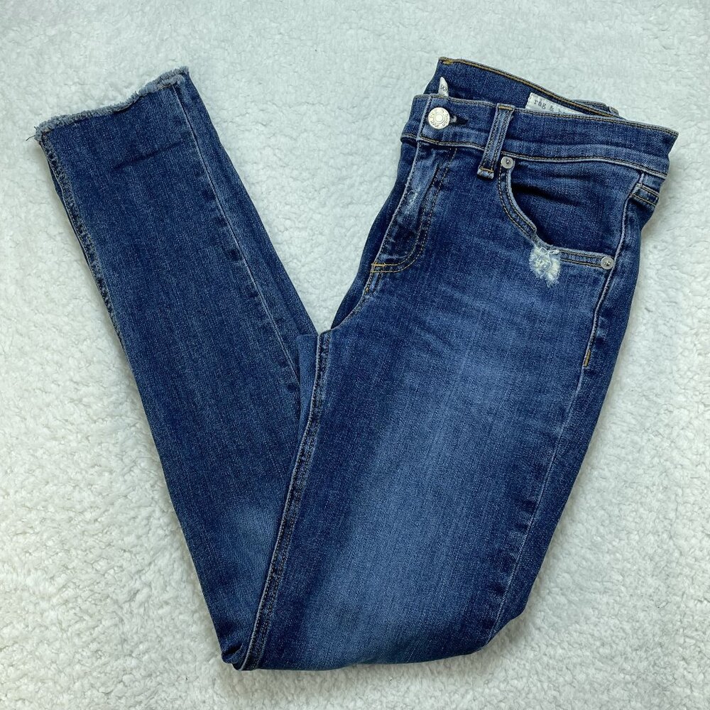 rag & bone Dark Blue Ankle Crop Jeans